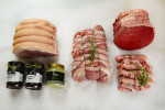 Boned, Rolled, Stuffed, and Wrapped in Bacon Turkey Breast Hamper (6-8 people)